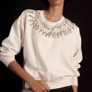 MAEVE FROM ANTHROPOLOGIE Embellished collar Pullover Size Small